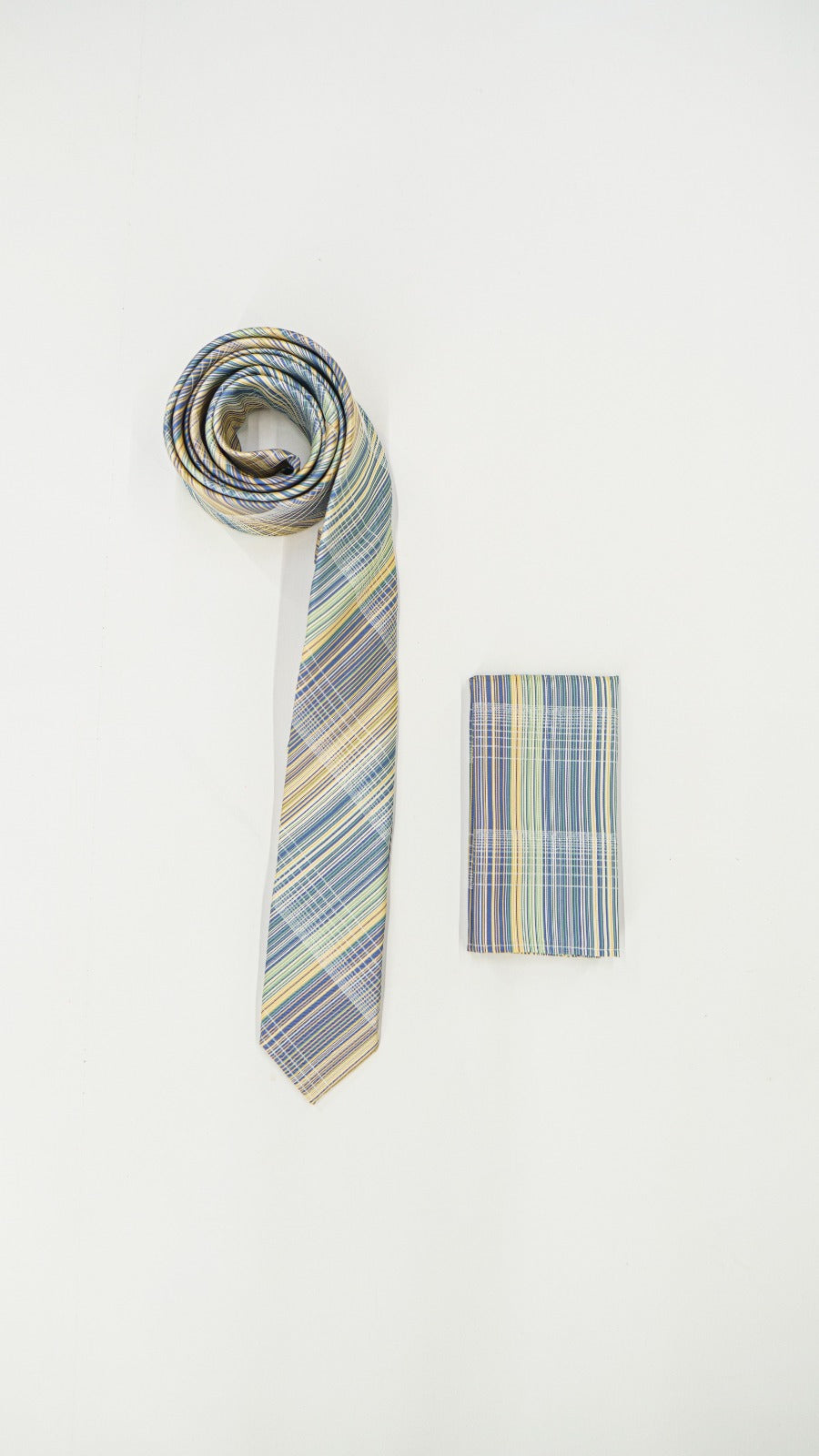 Set Corbata y Pañuelo Rayado Multicolor Pastel