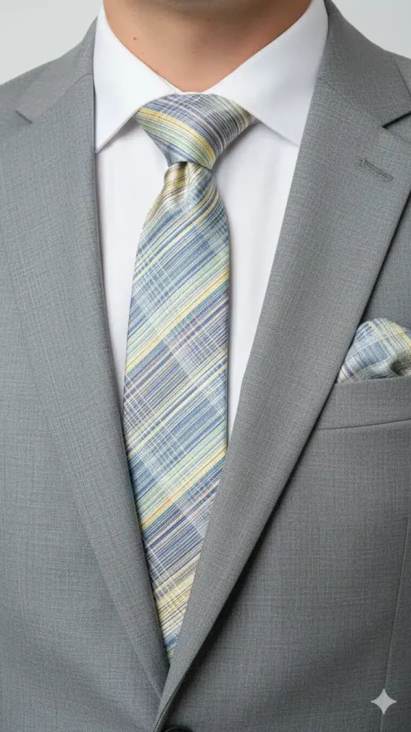 Set Corbata y Pañuelo Rayado Multicolor Pastel