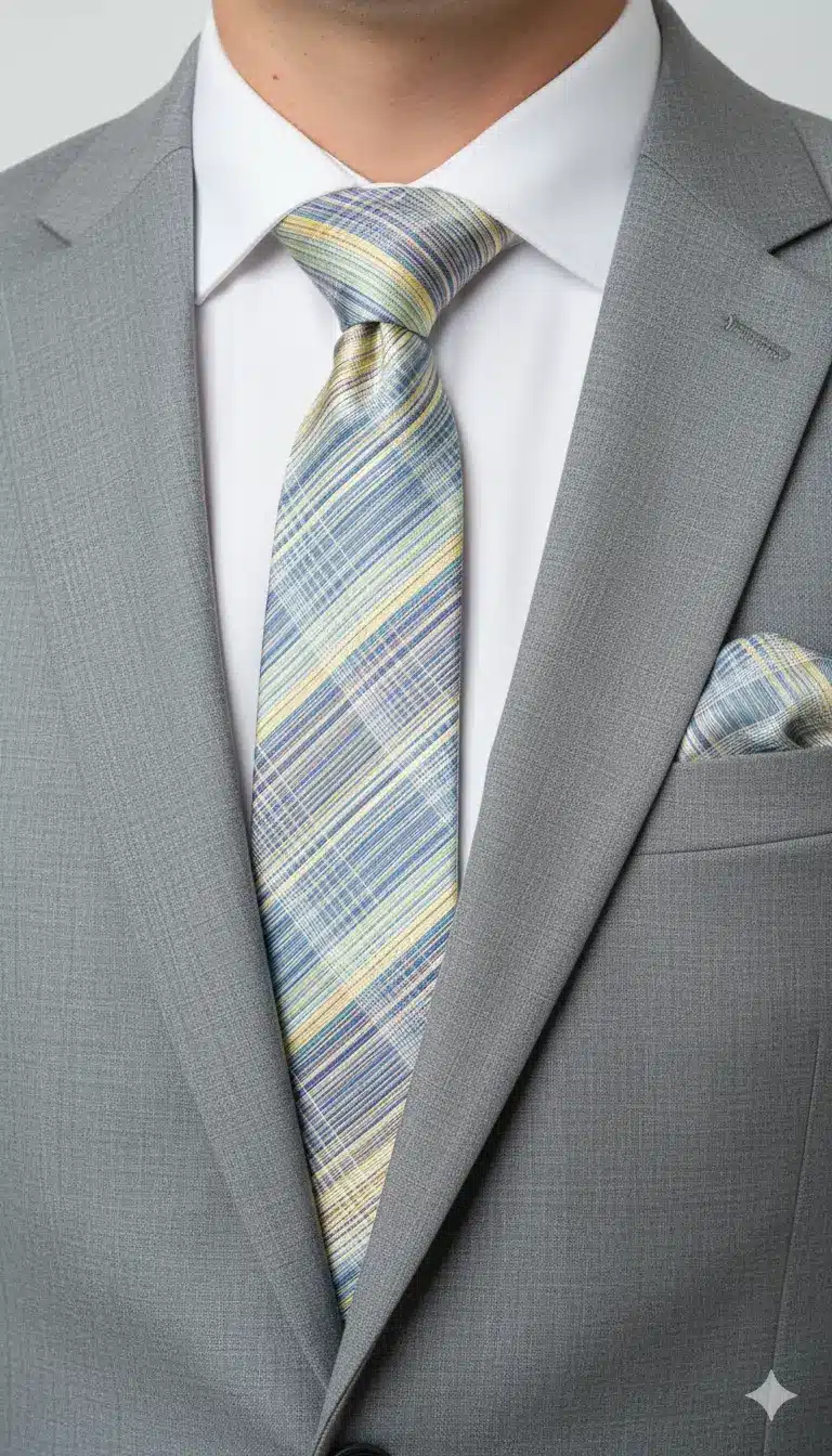 Set Corbata y Pañuelo Rayado Multicolor Pastel
