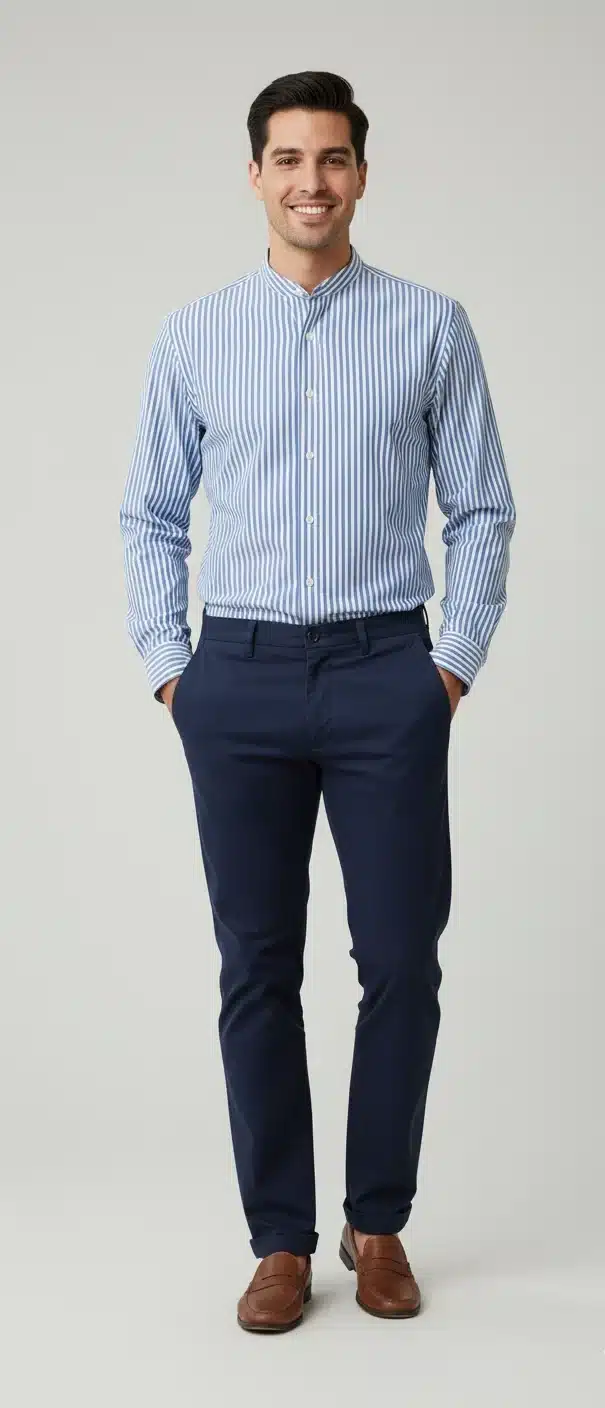 Camisa Cuello Mao a Rallas