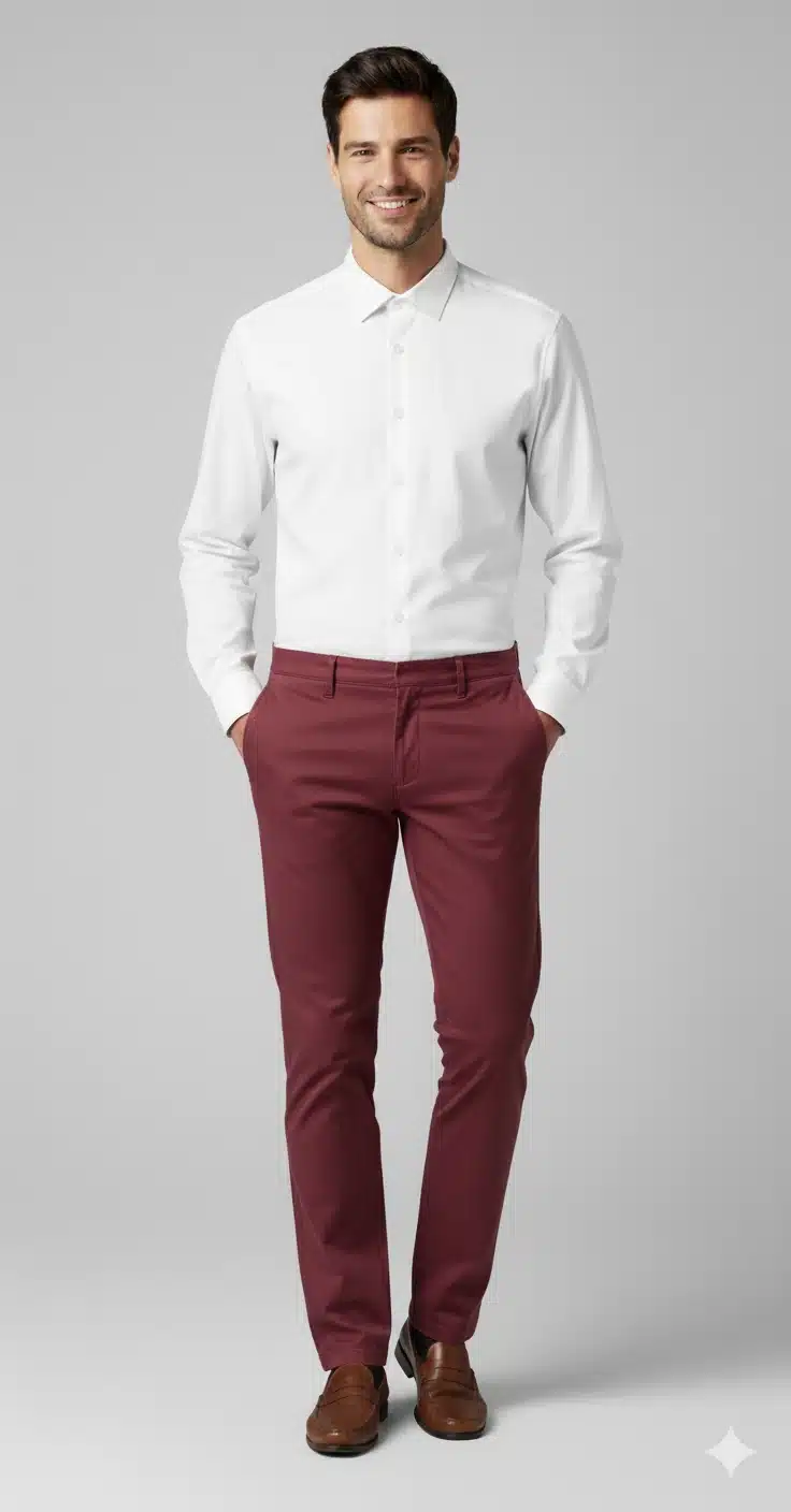 Pantalon Gabardina Bordo