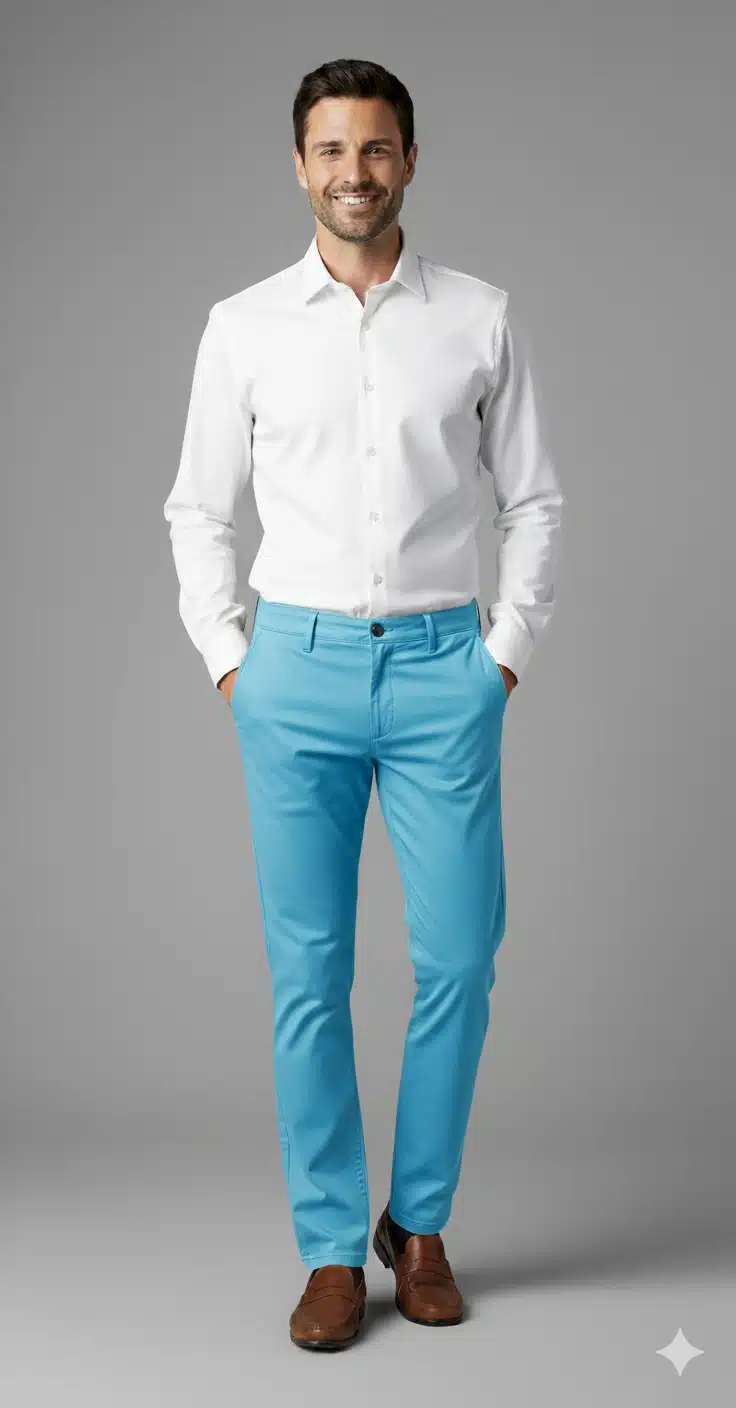Pantalon Gabardina Celeste