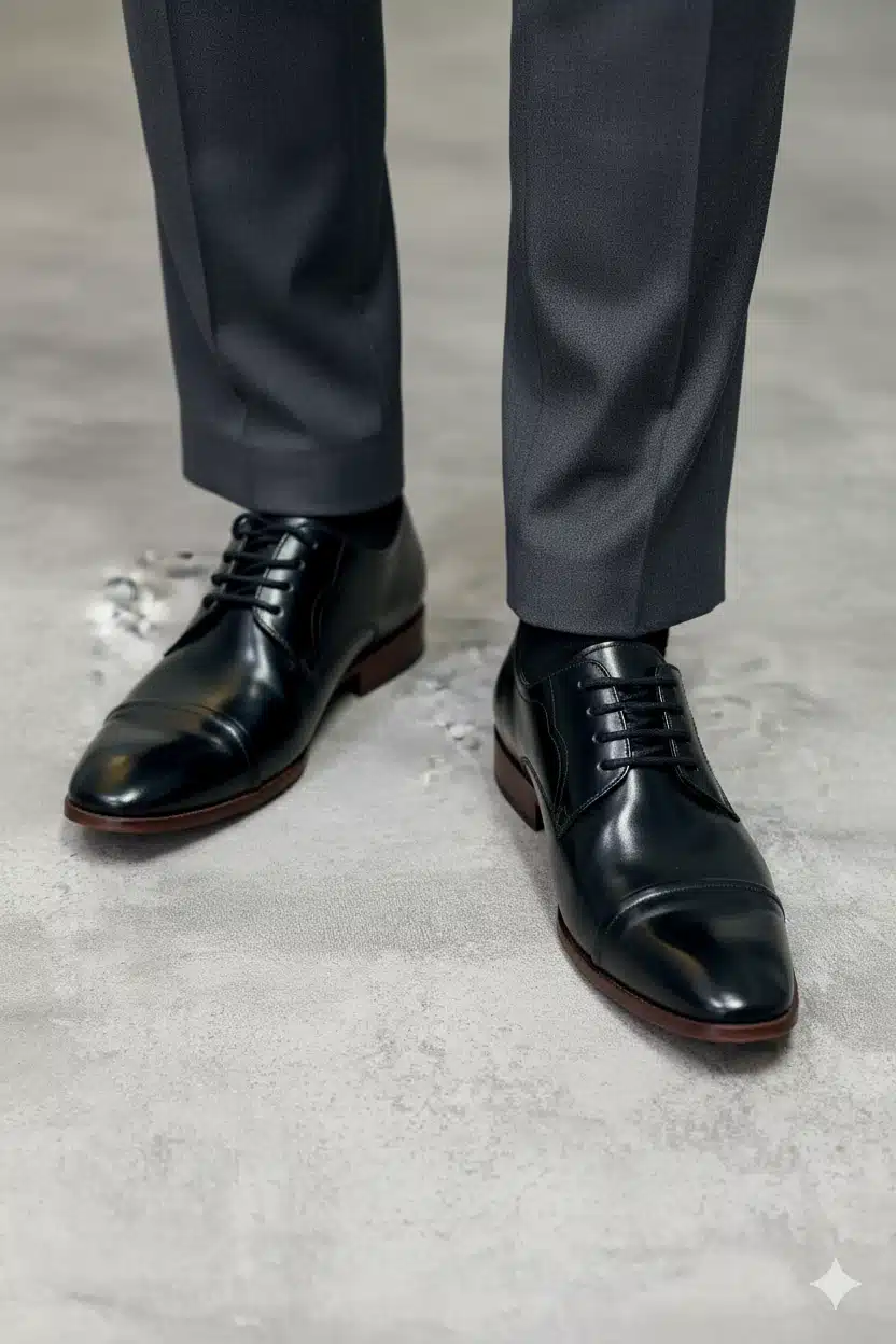 Zapatos Derby Negros en Cuero