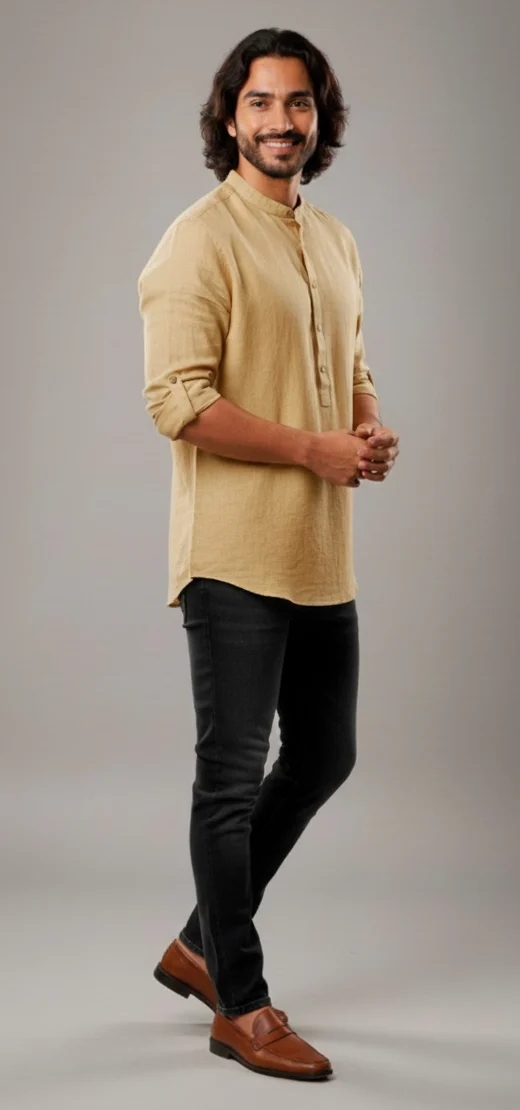 Camisa Lino Manga Larga