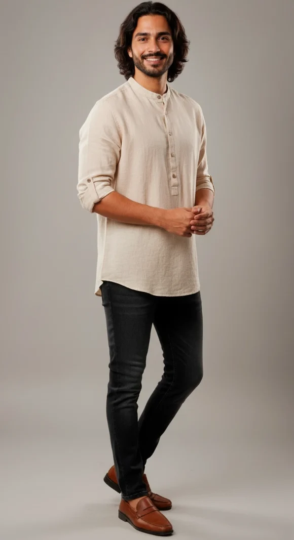 Camisa Lino Manga Larga