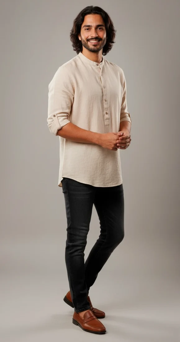 Camisa Lino Manga Larga