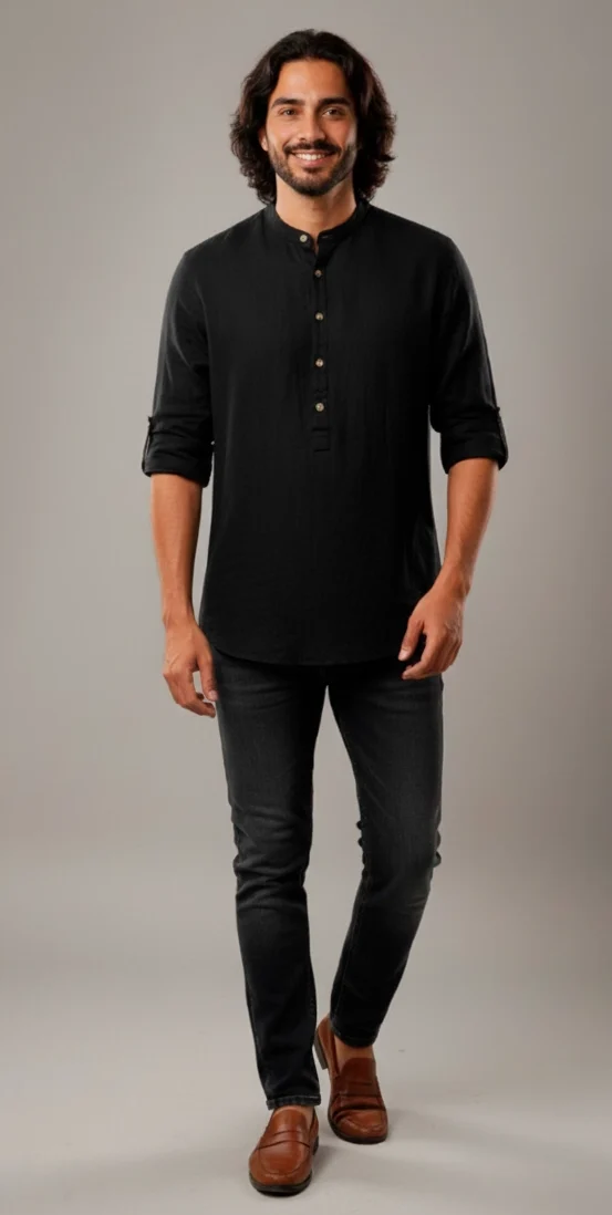 Camisa Lino Manga Larga
