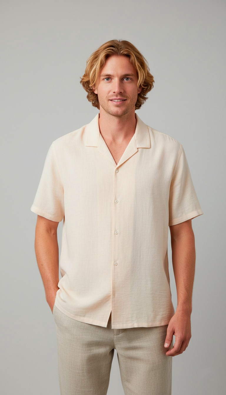 Camisa Lino Con Cuello
