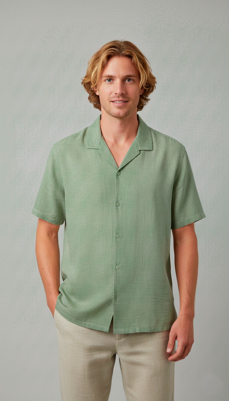 Camisa Lino Con Cuello