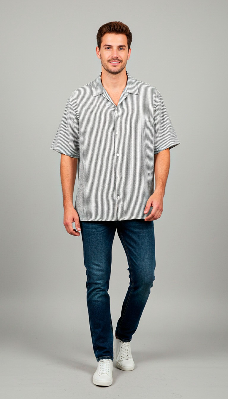 Camisa Lino Con Cuello