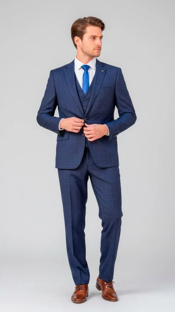 Traje Principe de Gales Azul