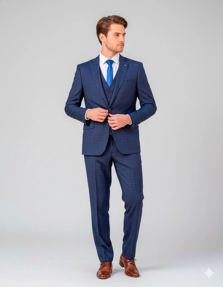 Traje Principe de Gales Azul