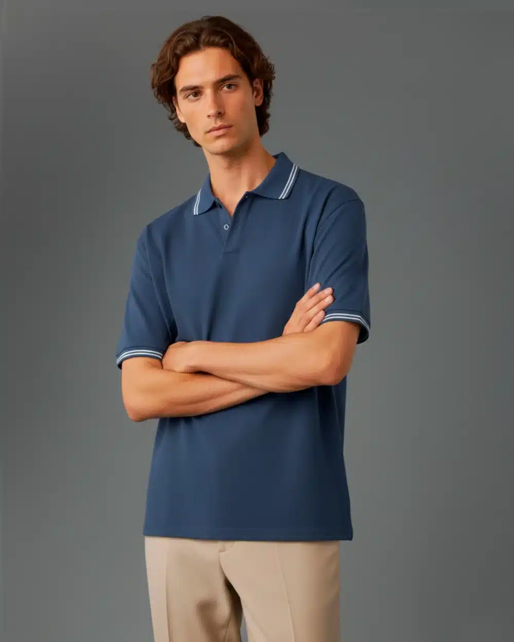 Remera Tipo Polo Azul