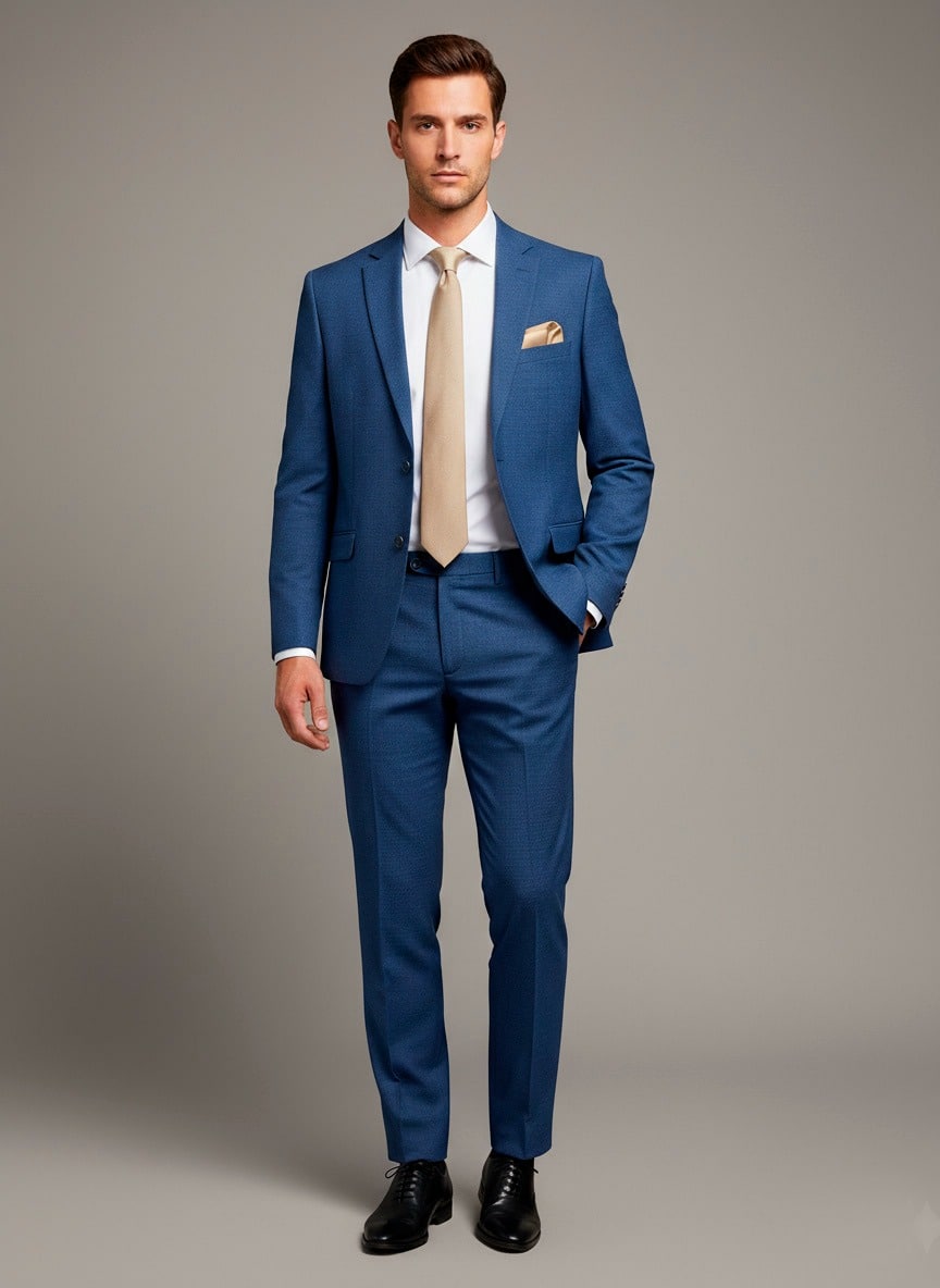 traje azul para casamiento hombre slim fit